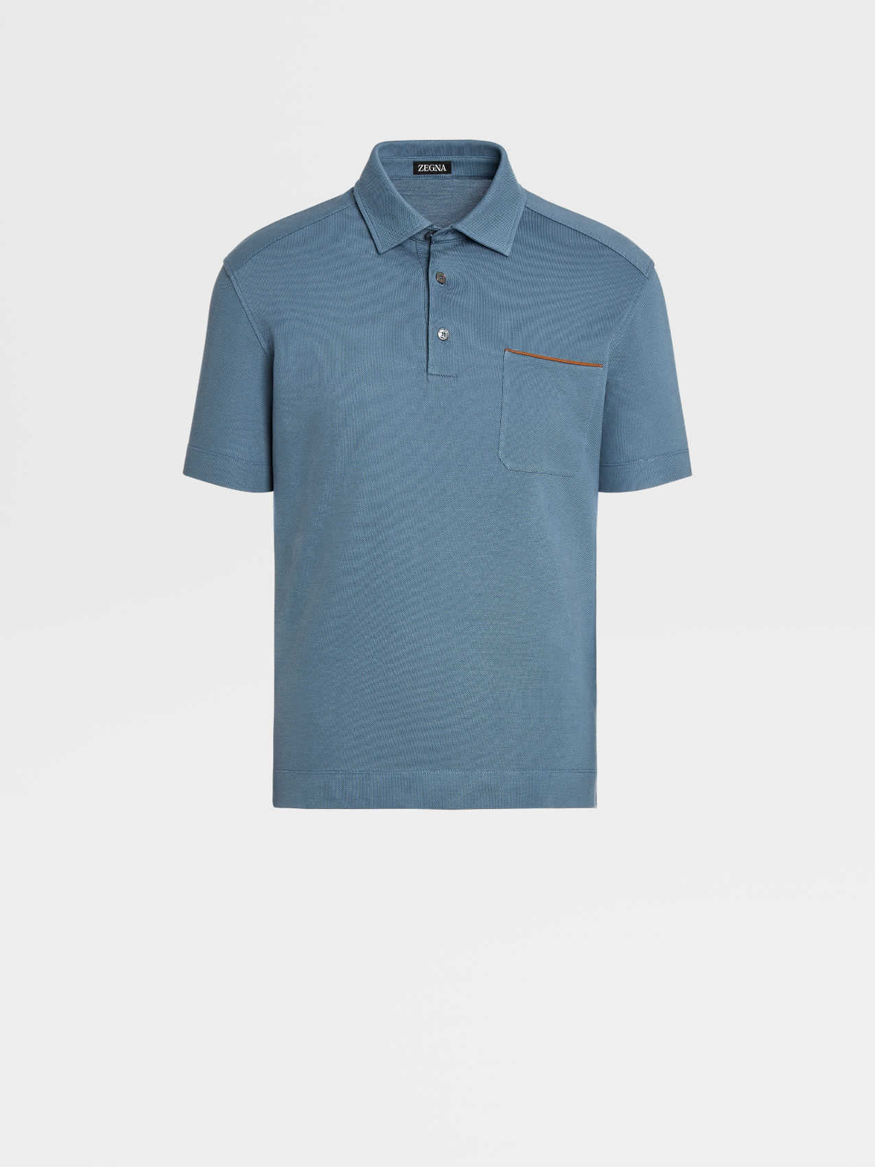 Light Avio Blue Cotton Piquet Short-sleeve Polo